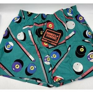 Briefly Stated Boxer Shorts Mens  XL 42-44  Black Neon Glow In Dark Pool